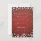 Sneeuwvlokken en RSVP Rood Damask Wedding RSVP (Achterkant)