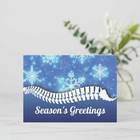 Sneeuwvlokken en ruggengraatchipkaart feestdagenkaart (Staand voorkant)