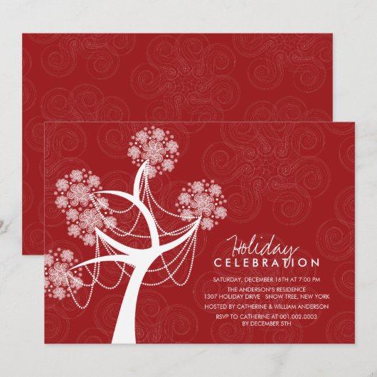 Sneeuwvlokken en sierbomen kaart (Voorkant / Achterkant)