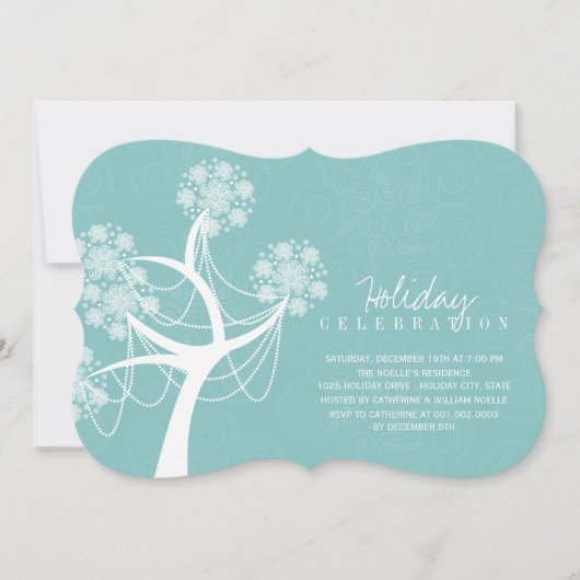 Sneeuwvlokken en sierbomen kaart (Voorkant)