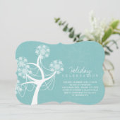 Sneeuwvlokken en sierbomen kaart (Staand voorkant)