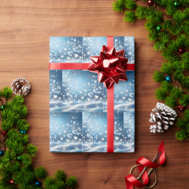 Sneeuwvlokken en Sneeuw Hartjes tegen Winterhemel Cadeaupapier