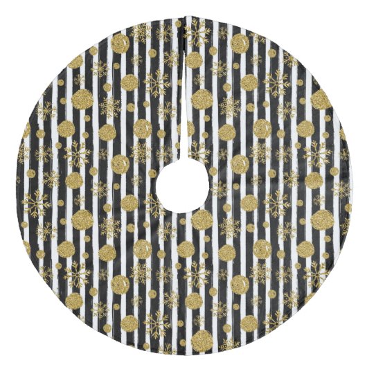 Sneeuwvlokken en sneeuwballen fleece kerstboom rok (Voorkant)