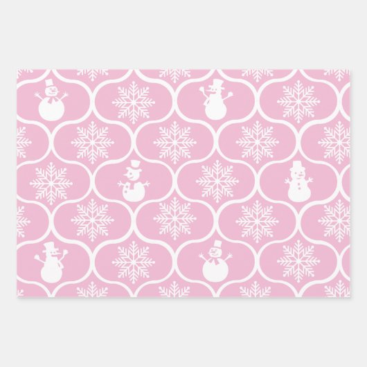 Sneeuwvlokken en sneeuwpoppen inpakpapier vel (Voorkant 2)