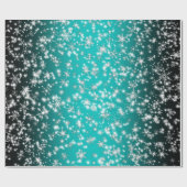 Sneeuwvlokken en sparken boven Turquoise Light Cadeaupapier (Vlak)