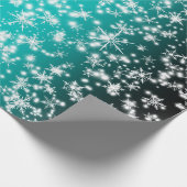 Sneeuwvlokken en sparken boven Turquoise Light Cadeaupapier (Hoek)