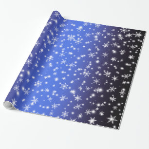 Sneeuwvlokken en Sparkles boven Navy Blue Light Cadeaupapier