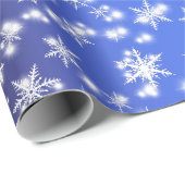 Sneeuwvlokken en Sparkles boven Navy Blue Light Cadeaupapier (Rol Hoek)