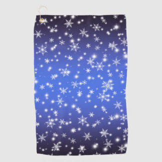 Sneeuwvlokken en Sparkles boven Navy Blue Light Golfhanddoek