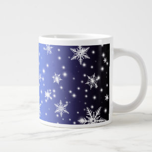 Sneeuwvlokken en Sparkles boven Navy Blue Light Grote Koffiekop