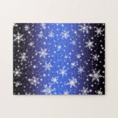 Sneeuwvlokken en Sparkles boven Navy Blue Light Legpuzzel (Horizontaal)