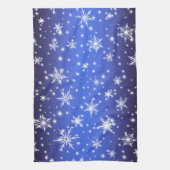 Sneeuwvlokken en Sparkles boven Navy Blue Light Theedoek (Verticaal)