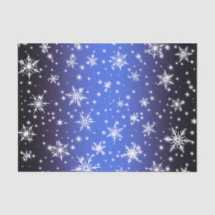 Sneeuwvlokken en Sparkles boven Navy Blue Light Tissuepapier