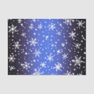 Sneeuwvlokken en Sparkles boven Navy Blue Light Tissuepapier