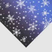 Sneeuwvlokken en Sparkles boven Navy Blue Light Tissuepapier (Detail)