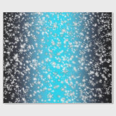 Sneeuwvlokken en Sparkles over Blue Light Cadeaupapier (Vlak)