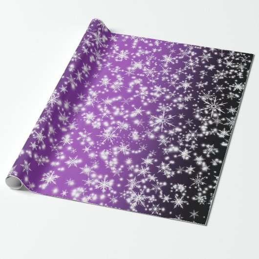 Sneeuwvlokken en Sparkles over Magenta Light Cadeaupapier (Uitgerold)