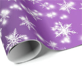 Sneeuwvlokken en Sparkles over Magenta Light Cadeaupapier (Rol Hoek)