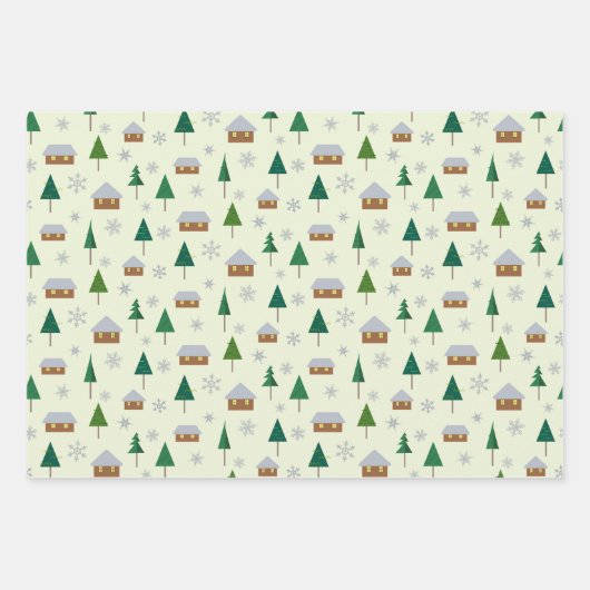Sneeuwvlokken en sparren inpakpapier (Voorkant 3)