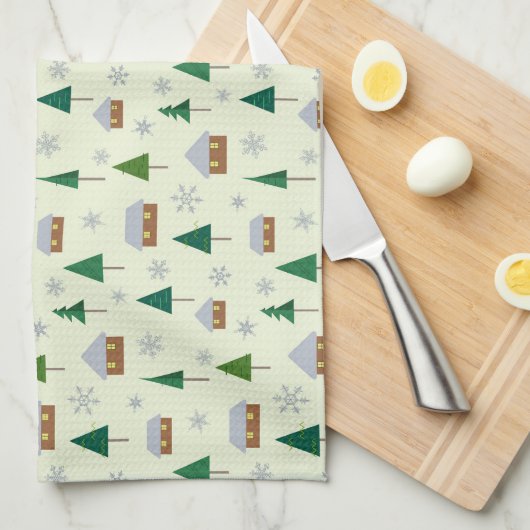 Sneeuwvlokken en sparren theedoek (Quarter Fold)