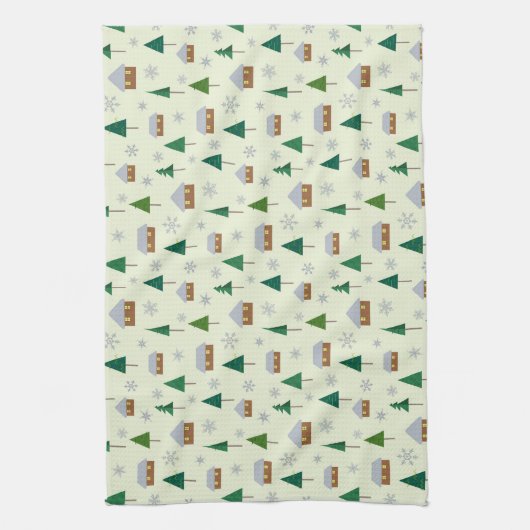 Sneeuwvlokken en sparren theedoek (Verticaal)