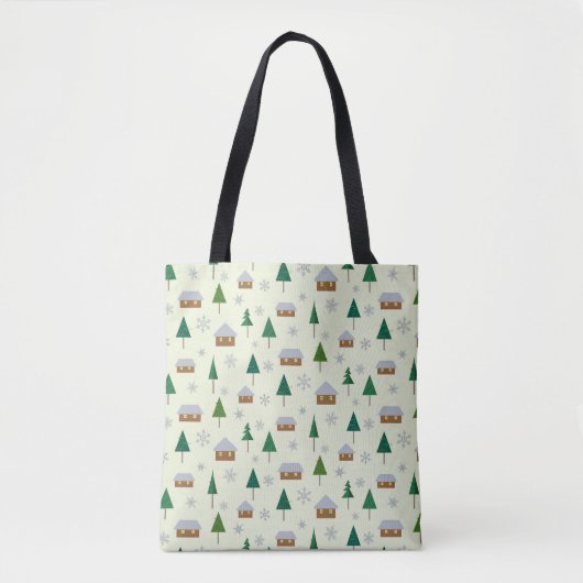 Sneeuwvlokken en sparren tote bag (Voorkant)