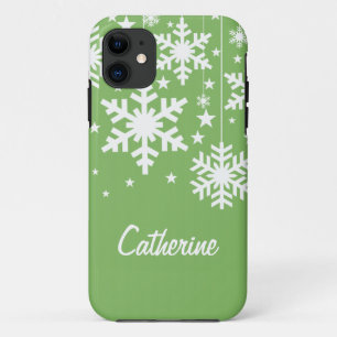 Sneeuwvlokken en sterren iPhone 5 BT Hoesje, groen 11 Hoesje