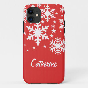 Sneeuwvlokken en sterren iPhone 5 BT Hoesje, rood Case-Mate iPhone Case