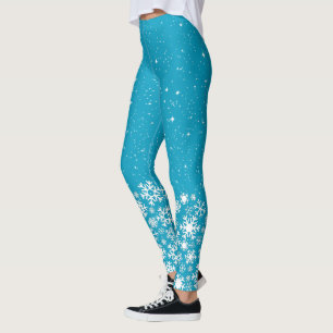 Sneeuwvlokken en sterren op blauw of in kleur leggings
