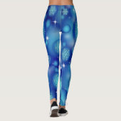 Sneeuwvlokken en sterren op Winter Blue Leggings (Achterkant)