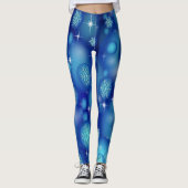 Sneeuwvlokken en sterren op Winter Blue Leggings (Voorkant)