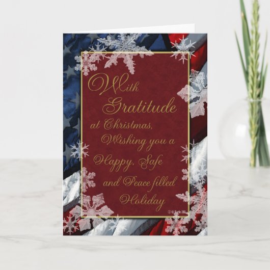 Sneeuwvlokken en sterren Rood wit en blauw patriot Feestdagen Kaart (Voorkant)
