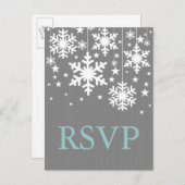 Sneeuwvlokken en sterren RSVP-Briefkaart, grijs Uitnodiging Briefkaart (Voorkant / Achterkant)