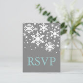 Sneeuwvlokken en sterren RSVP-Briefkaart, grijs Uitnodiging Briefkaart (Staand voorkant)
