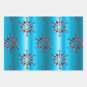 Sneeuwvlokken en strepen Rood en Blauw Kerstmis Inpakpapier Vel (Voorkant)