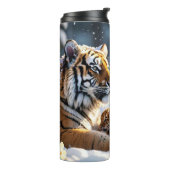 Sneeuwvlokken en tijgersporen thermosbeker (Gedraaid links)