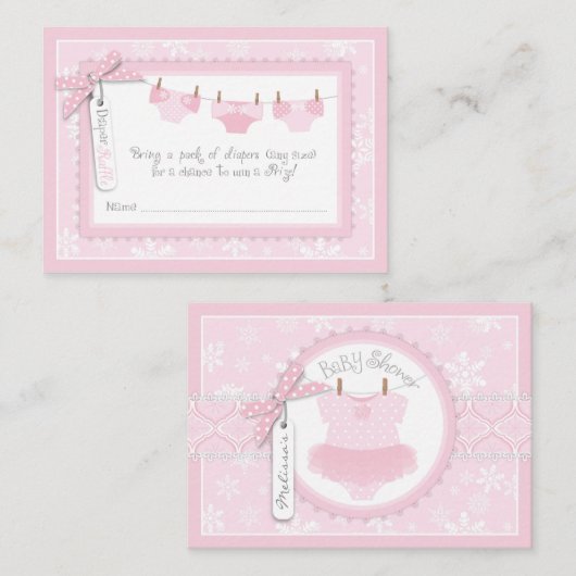 Sneeuwvlokken en Tutu Luier Raffle Ticket Informatiekaartje (Voorkant / Achterkant)