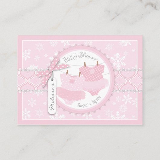 Sneeuwvlokken en Tutu Luier Raffle Ticket Informatiekaartje (Achterkant)