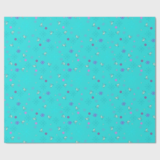 Sneeuwvlokken en vogels_Aqua Cadeaupapier (Vlak)