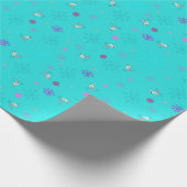 Sneeuwvlokken en vogels_Aqua Cadeaupapier (Hoek)