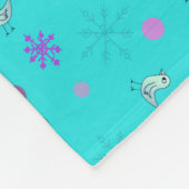 Sneeuwvlokken en vogels_Aqua Fleece Deken (Hoek)