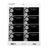 Sneeuwvlokken Family Gift Label Zwart (Full Sheet)