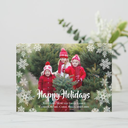 Sneeuwvlokken Feestdagenkaart (Staand voorkant)