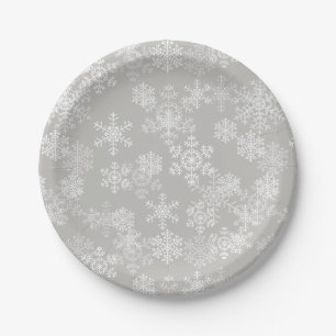 Sneeuwvlokken Feestelijke Papieren Borden Bordje