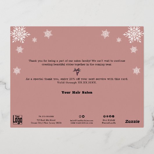 Sneeuwvlokken Folie Accents Winter Sky Holiday Kaa Folie Feestdagen Briefkaart (Achterkant)