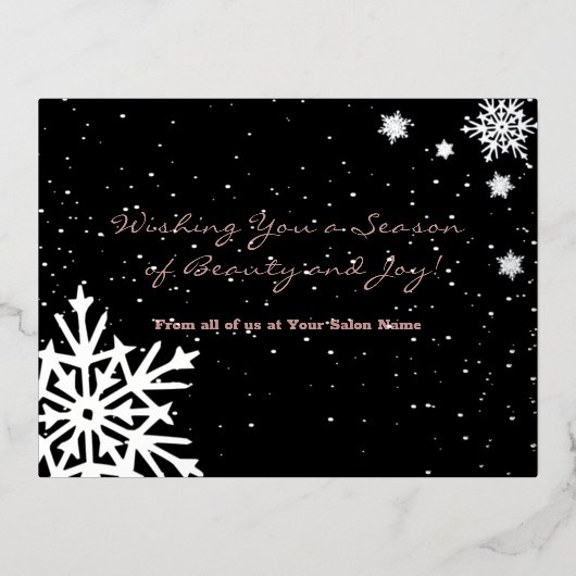 Sneeuwvlokken Folie Accents Winter Sky Holiday Kaa Folie Feestdagen Briefkaart (Voorkant)