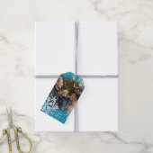 Sneeuwvlokken Foto Aqua Cadeaulabel (Met Touw)