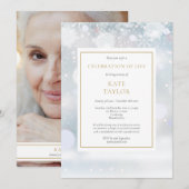 Sneeuwvlokken Foto Begrafenis Viering van het leve Kaart (Voorkant / Achterkant)