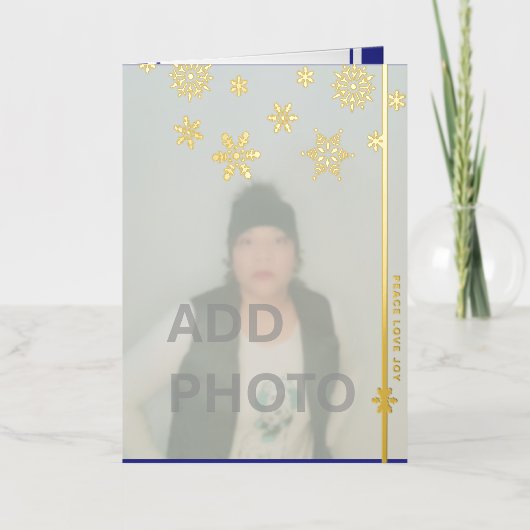 Sneeuwvlokken Foto Folie Vakantie Kaart (Voorkant)