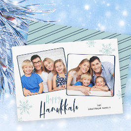 Sneeuwvlokken Foto Prettig Hanukkah Feestdagenkaart